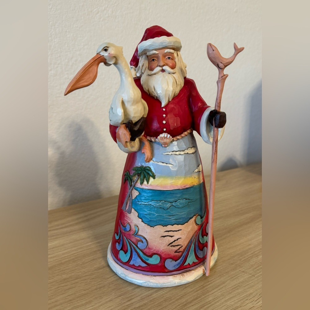 Jim Shore Make Waves This Christmas Beach Santa With Pelican Figurine